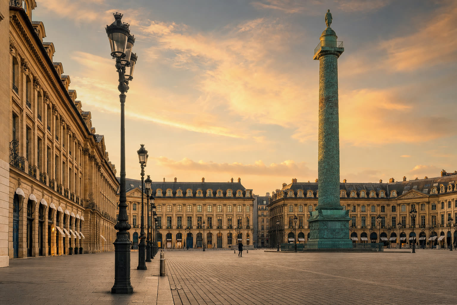 Place Vendôme with the central column at golden hour